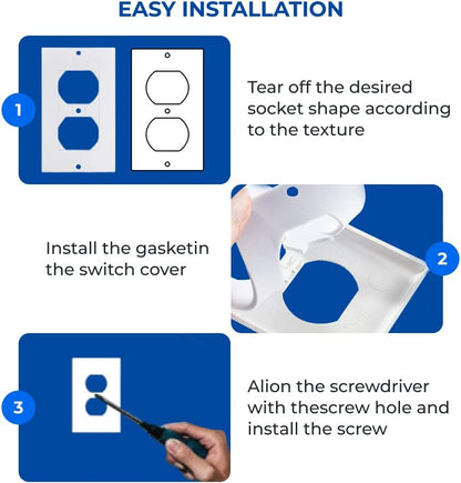 Wall Insulation Outlet Insulators Draft Sealers, 30 Pack Electrical Outlet Insulation Pads, EVA Foam Gasket for Wall, Light, Switch Socket Cover Compatible with Duplex Toggle Rocker (30Pack White)