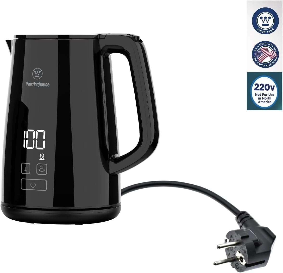 220 volts Kettle -Double Wall-Variable Temperature kettle - Stainless steel interior and cool touch exterior 1.7 LIter 220v 240 volt (NOT FOR USE IN USA)