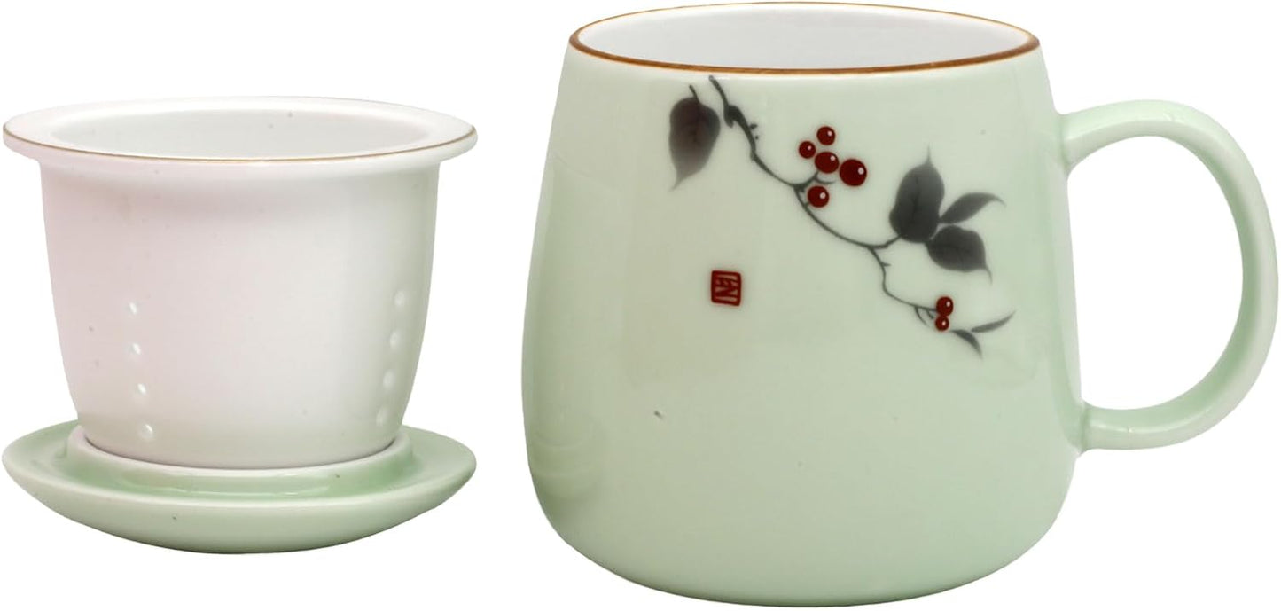 ZooBoo Porcelain Tea Mug With Infuser Lid 12oz Loose Leaf Tea Cup | Gift Box Packaging Makes This Tea Cup An Ideal Choice For Tea Lovers, Home, Office Use