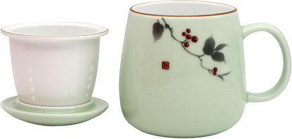 ZooBoo Porcelain Tea Mug With Infuser Lid 12oz Loose Leaf Tea Cup | Gift Box Packaging Makes This Tea Cup An Ideal Choice For Tea Lovers, Home, Office Use