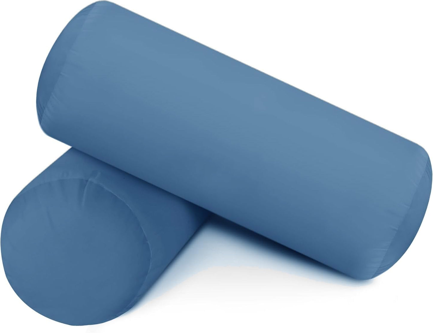 SAHARBEDDINGS 2 PC Cervical Neck Roll Pillow Cover with Cotton Bolster Pillowcases for Cylindrical Cushion Round Neck Pillowcase Zipper Closer (Blush, 13x6 Roll Pillow Set of 2)