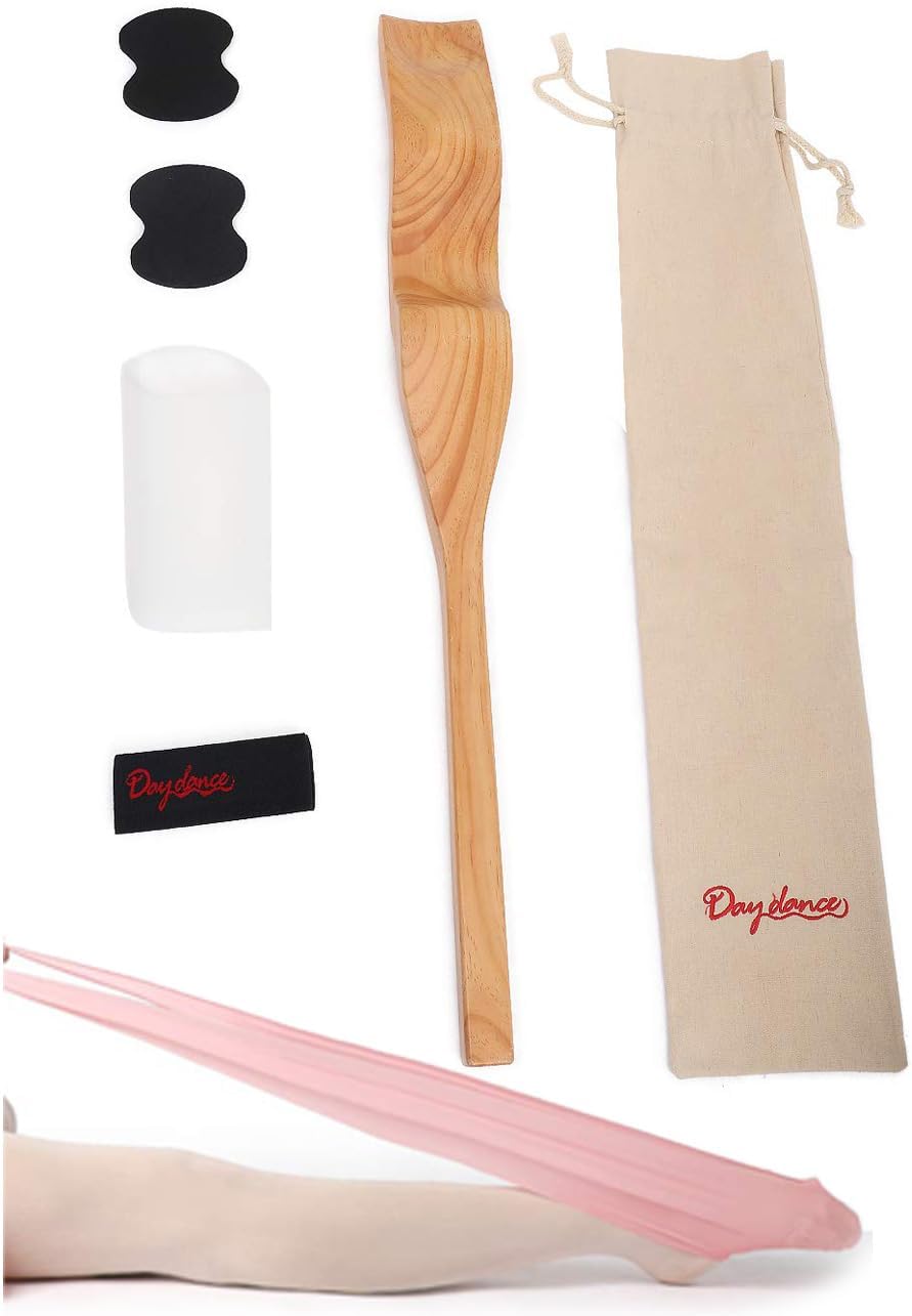 Daydance Kids Women Ballet Foot Stretcher Wooden Arch Enhancer Set with Resitance Bands, for Ballet, Gymnastics, Yoga