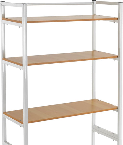 3 Tiers Over The Washer and Dryer Storage Shelf, Bathroom Rack Shelf with Adjustable Feet Freestanding Storage Rack Wood Laundry Shelf Organizer Black for Bathroom