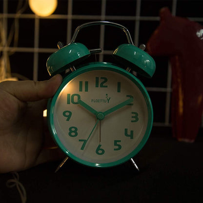FLOITTUY Loud Alarm for Deep Sleepers 4'' Twin Bell Alarm Clock with Backlight for Bedroom and Home Decoration(Green)