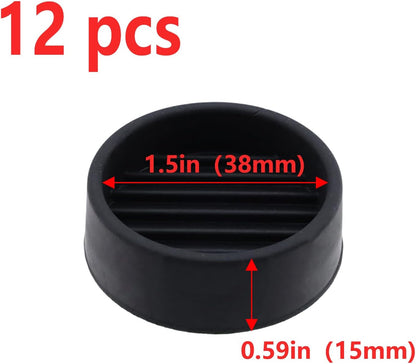 Semetall 1.5 Inch Rubber Caster Cups 8 Pack Black | Non Slip Furniture Coasters Floor Protectors for Bed Couch Table Chair