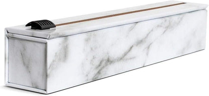 ChicWrap Carrara Marble Aluminum Foil Dispenser - Includes 12"x30' roll | Reusable Aluminum Foil Dispenser with Four Non-Slip Rubber Feet
