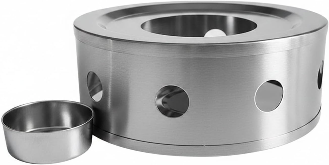 Stainless Steel Tea Light Candle Holder Stand for Glass Kettles and Mugs, 5.9x5.9 Inch Base