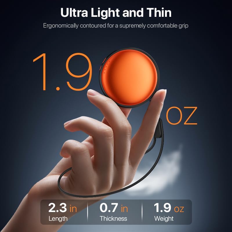 Pocket Size Hand Warmers Rechargeable 2 Pack,20Hrs Long Safe Heat,0.5S Instant Heating,Ultra Thin Electric Hand Warmers,5 Levels Heating Fits in Gloves, Hunting Camping Hiking Essentials