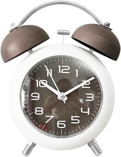 TXY Alarm Clock, Metal 4 Inch Desk Table Analog Clock Silent with Night Light for Dormitory Home Office Travel Decor Alarm Clock (Pink)