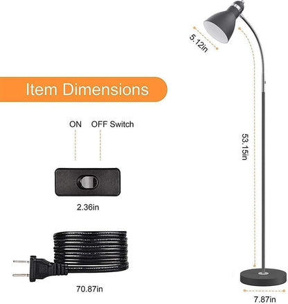 LEPOWER Floor Lamp, Metal Standing Lamp with Adjustable Gooseneck for Dorm | Easy to Assemble, E26 Base, Sturdy Metal Base, Convenient Switch, Task Reading Pole Lights for Office & Bedroom, Living Room