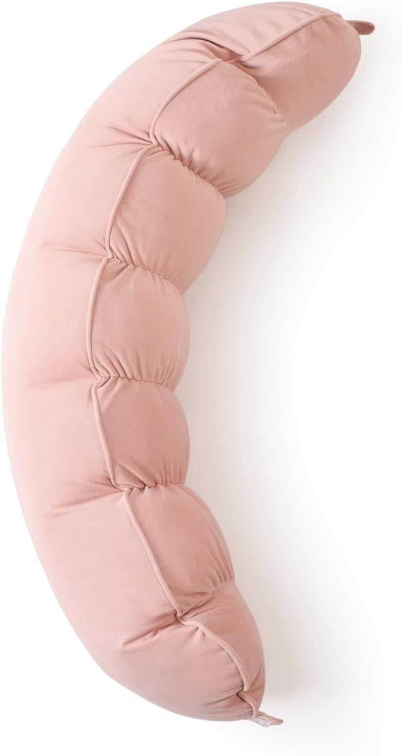 Peallow(Pat. Pend) – Long Round Body Pillow for Adults, Bolster Pillow for Sleeping, Soft and Supportive Pillow for Sleeping & Lumbar Support (Green-White, 29.5")