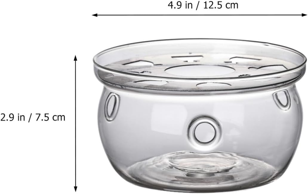 Uonlytech 2pcs Glass Teapot Warmer High Borosilicate Tea Heater Base Heat Stand for Home Office Coffee Shop Without Candle