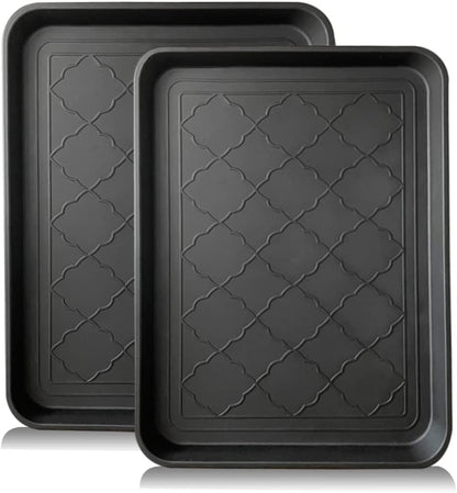 PetLike Boot Tray for Entryway Indoor, Pet Food Mat, 23 x 15.5 inch 2 Packs, Waterproof Rubber Shoe Tray for Indoor and Outdoor, Multi-Purpose Trays for Boots, Shoes, Pets, Garden