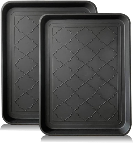 PetLike Boot Tray for Entryway Indoor, Pet Food Mat, 23 x 15.5 inch 2 Packs, Waterproof Rubber Shoe Tray for Indoor and Outdoor, Multi-Purpose Trays for Boots, Shoes, Pets, Garden