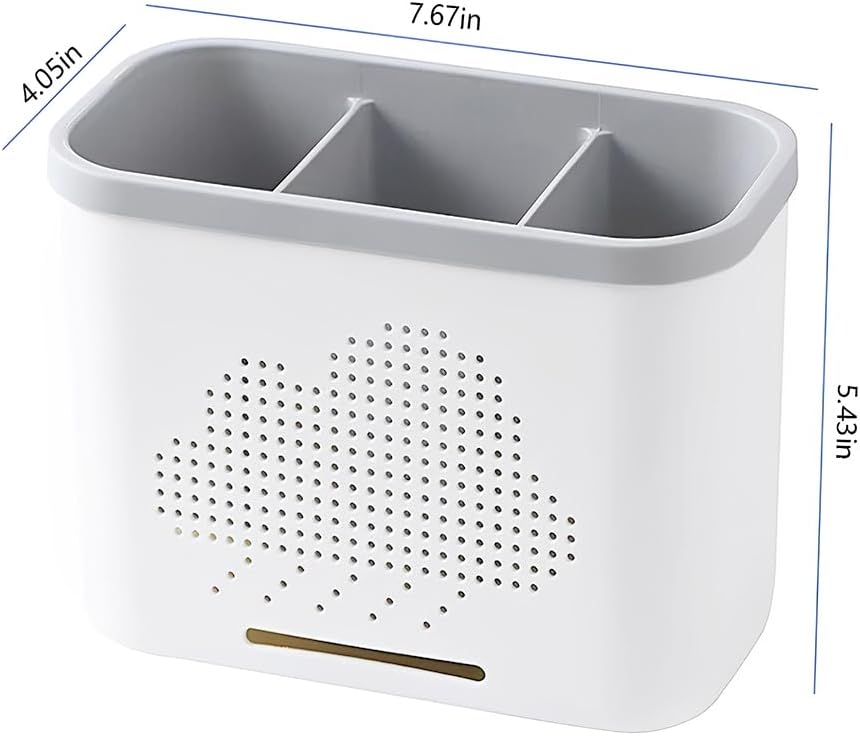 2 Slots Toothbrush Holder and Toothpaste Holder with Drain Hole, Detachable Easy Cleaning Multi-Functional Organizer Caddy Storage for Bathroom Vanity Sink Kitchen (White+Green 2 compartments)