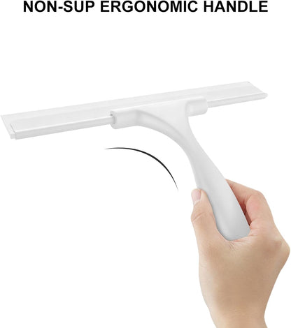 SetSail Squeegee for Shower Glass Door, 10 Inches, Black | Stainless Steel Shower Squeegee for Glass Doors, All-Purpose Window Squeegee for Shower Mirror Bathroom Car Window Cleaning