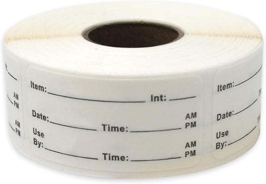Dissolvable Food Labels Perfect for Glass, Metal, Plastic Reusable Containers 500 Labels per roll 1x2 inch Dissolves in Water in 30 sec Leaves no Residue. Made in USA (Black)