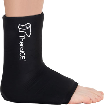 TheraICE Ankle Ice Pack Wrap, Achilles Tendonitis Brace, Plantar Fasciitis | Cold Therapy Compression Sleeve, Sock-Style Slip-On Fit for Women and Men, Eases Sprains, Swelling, Sore Feet and Heel