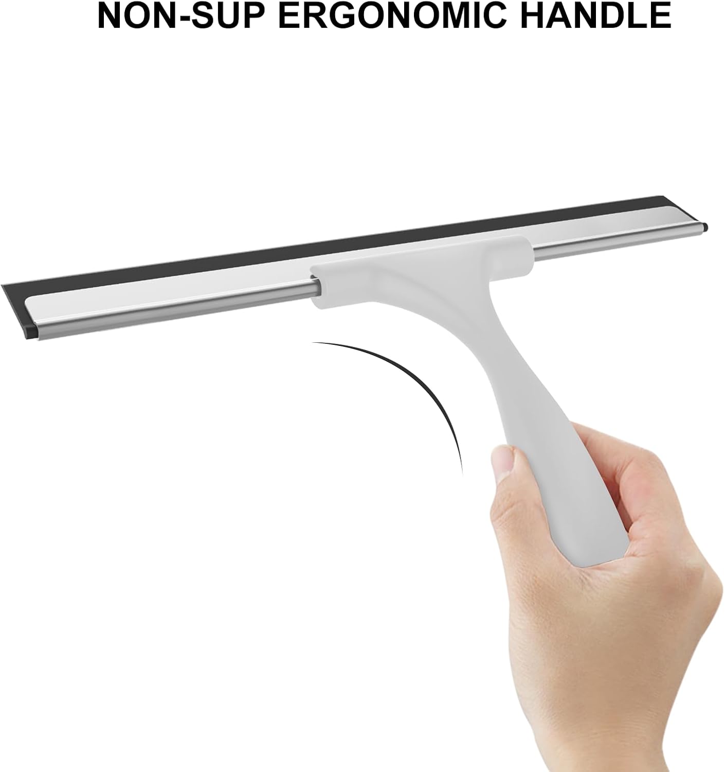 SetSail Squeegee for Shower Glass Door, 10 Inches, Black | Stainless Steel Shower Squeegee for Glass Doors, All-Purpose Window Squeegee for Shower Mirror Bathroom Car Window Cleaning