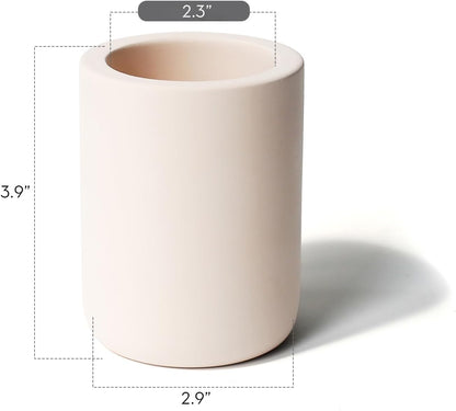 Diatomite Drying Stone Toothbrush Holder, Modern Ceramic-Look Countertop Cup with Drainage for Bathroom, Quick Drying Electric Toothbrush & Toothpaste Organizer, Stoneware Finish