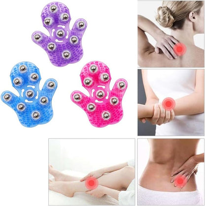 Roller Ball Body Massage Glove Anti-Cellulite Muscle Pain Relief Relax Massager for Neck Back Shoulder Buttocks Face Lift Tools (Blue)