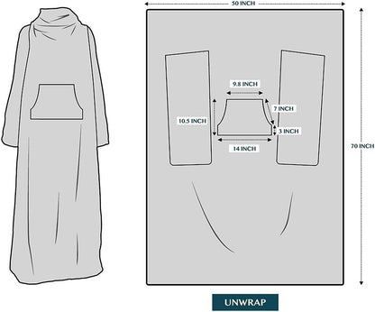PAVILIA Blanket with Sleeves for Adult Women Men, Soft Warm Wearable Blanket Fleece Wrap Throw, Robe Blanket Gift
