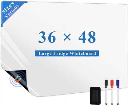 Magnetic Whiteboard for Fridge 2-Pack: Two Zones for Family Plans | Help Organize Grocery Lists & Kitchen Notes - 2 Small 12" x 8" Dry Erase Board Sheets for Refrigerator, Strong Magnet Backing