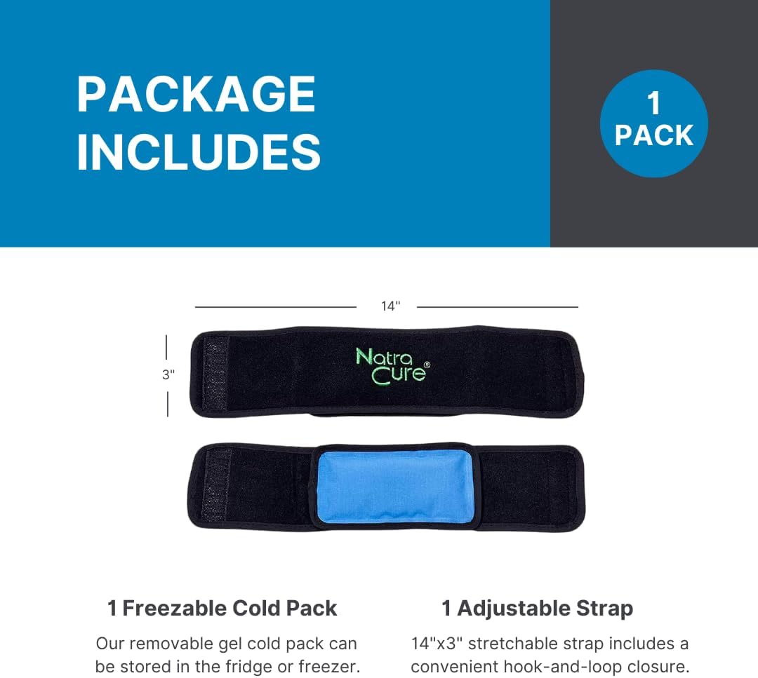 NatraCure Cold Therapy Wrap (Regular) with 14" Strap - 2 Pack - Small Reusable Gel Ice Pack Compress for Injuries and Pain Relief, Hand, Arch of Foot, Wrist, Elbow, Arthritis, Neuropathy - 715 CAT2PK