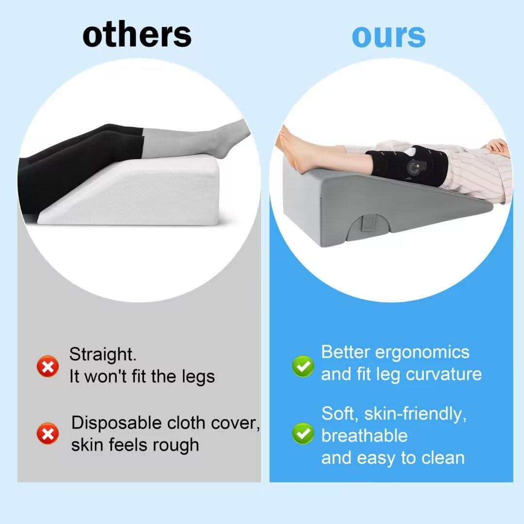 ROYALAY Knee Replacement Pillow, Leg Pillow for Knee Surgery Recovery with Different Height, Leg Surgery Recovery Equipment for Hip Foot Ankle, Double