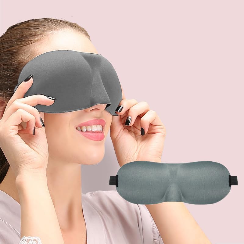 Sleep Mask for Back and Side Sleepers 1 Pack, 3D Light Blocking Eye Mask for Sleeping, Zero Pressure Eye Cover for Women and Men, Lightweight Breathable Night Blindfold Black