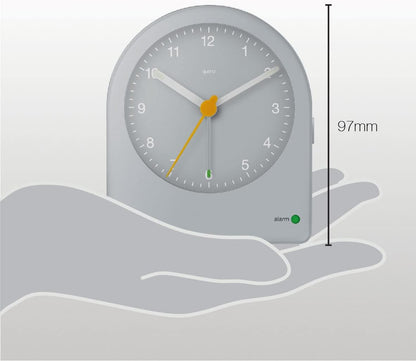 Braun Classic Analogue Alarm Clock with Snooze and Continuous Backlight, Quiet Quartz Movement, Crescendo Beep Alarm in White, Model BC22W.