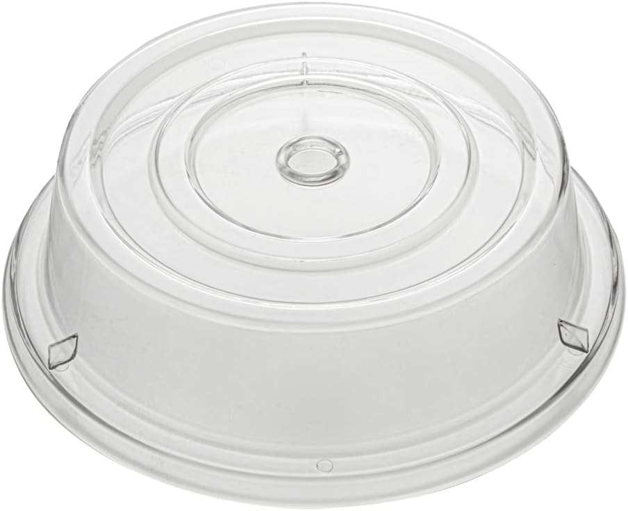 Restaurantware Cater Tek 11 Inch Polycarbonate Plate Cover 1 Shatterproof Dish Cover - Microwavable Endures Up To 210F Clear Plastic Splatter Cover With Finger Hole For 11 Inch Plates