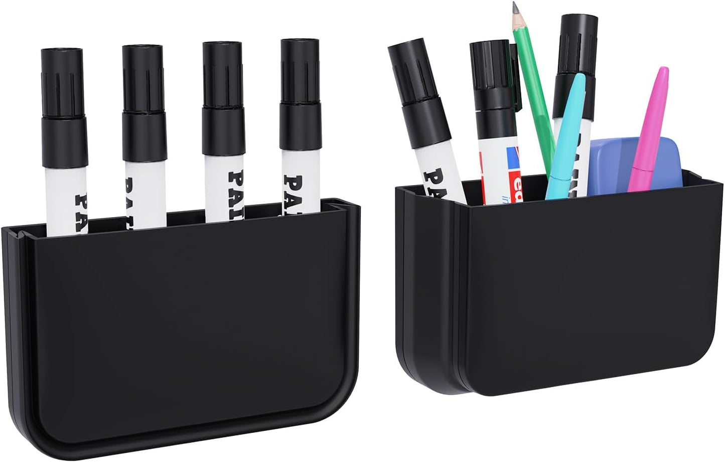 Magnetic Foldable Pen Holder Desk Accessories for Home Office 1 Pack White | Strong Magnet, Space Saving, Dry Erase Marker Pencil Holder for Whiteboard, Locker,Refrigerator, Remote Holder