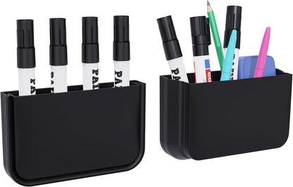 Magnetic Foldable Pen Holder Desk Accessories for Home Office 1 Pack White | Strong Magnet, Space Saving, Dry Erase Marker Pencil Holder for Whiteboard, Locker,Refrigerator, Remote Holder