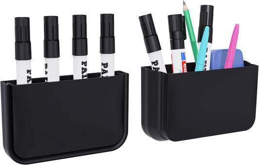 Magnetic Foldable Pen Holder Desk Accessories for Home Office 1 Pack White | Strong Magnet, Space Saving, Dry Erase Marker Pencil Holder for Whiteboard, Locker,Refrigerator, Remote Holder