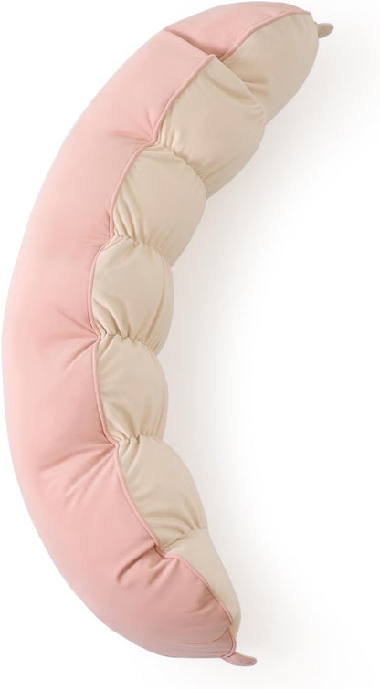 Peallow(Pat. Pend) – Long Round Body Pillow for Adults, Bolster Pillow for Sleeping, Soft and Supportive Pillow for Sleeping & Lumbar Support (Green-White, 29.5")