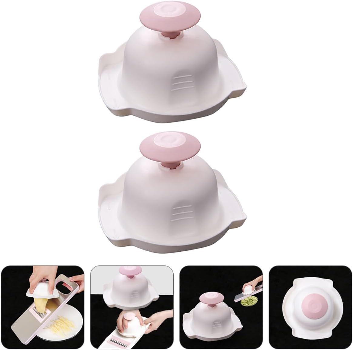 Homoyoyo 2pcs Pink Plastic Finger Guards for Vegetable Grater Hand Protection, Anti-Cut Kitchen Hand Guards for Shredding and Slicing Vegetables Safety