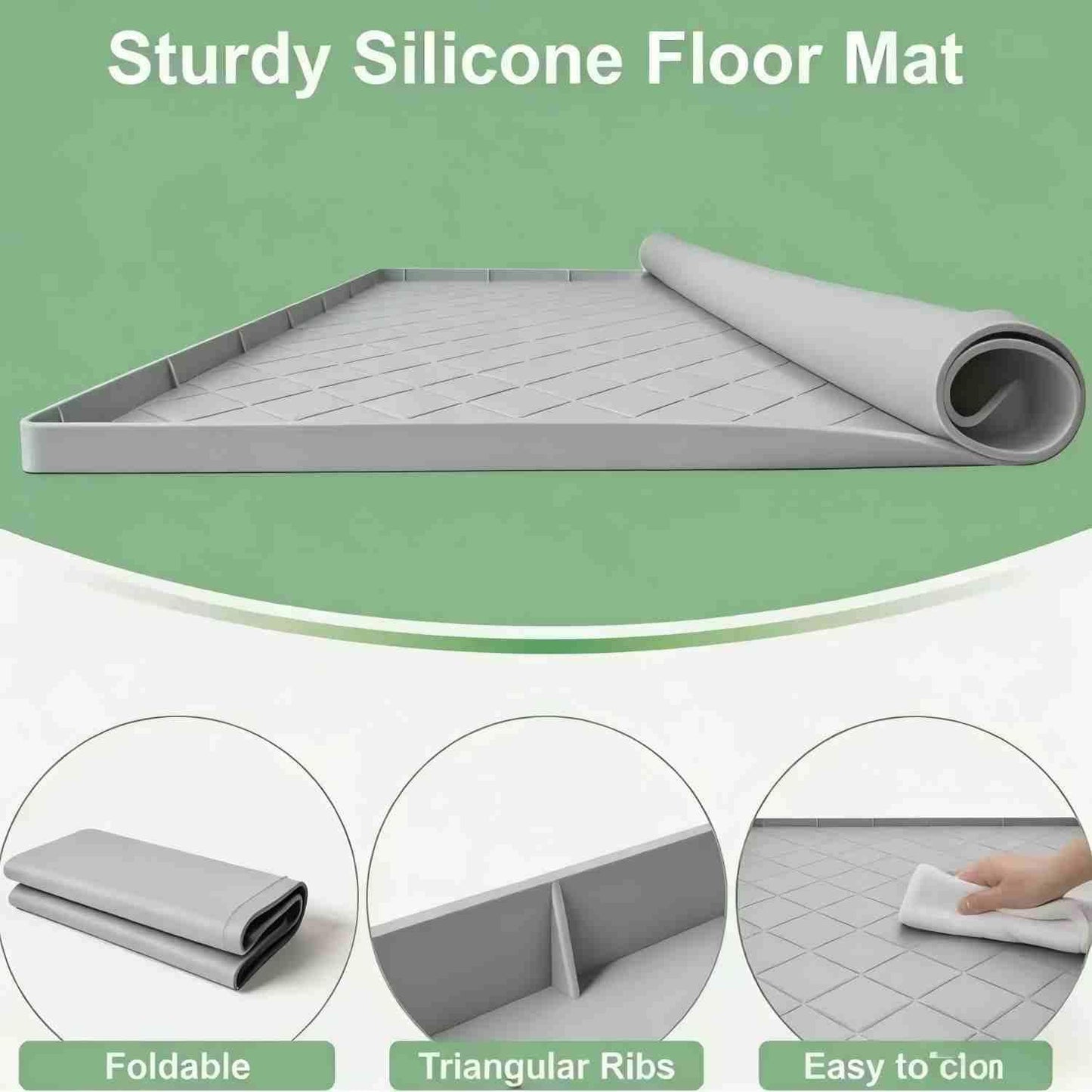 Washing Machine Drain Pan Silicone Mat 32 X 30 Inch Washer Drip Tray for Floor Protection， Rubber Anti Vibration Mat for Washer and Dryer