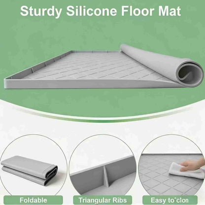 Washing Machine Drain Pan Silicone Mat 32 X 30 Inch Washer Drip Tray for Floor Protection， Rubber Anti Vibration Mat for Washer and Dryer