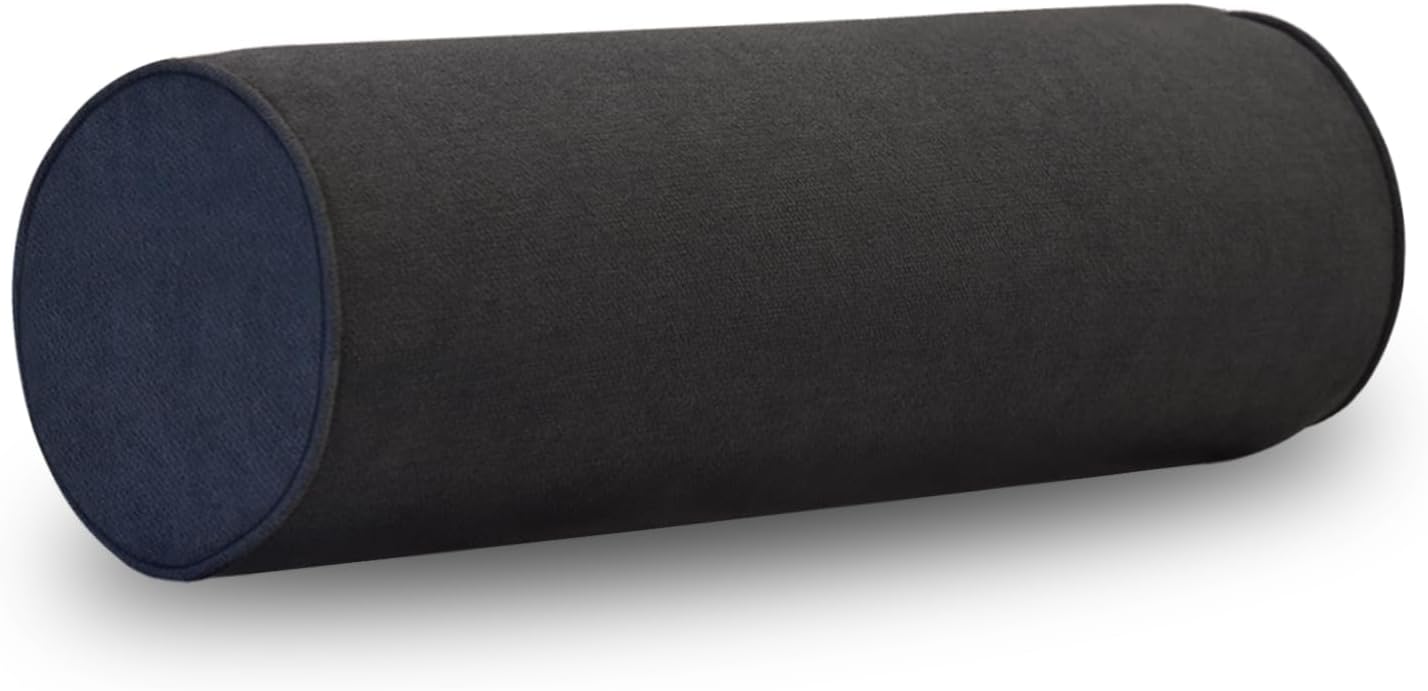 Cylinder Round Memory Foam Support Pillows Cervical Neck Roll Pillow with Pillowcase Soft, Comfortable and Breathable for Sleeping, Chair, Car, Sofa，Travel (Navy Blue, 18X6)