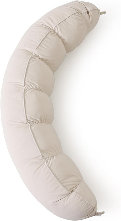 Peallow(Pat. Pend) – Long Round Body Pillow for Adults, Bolster Pillow for Sleeping, Soft and Supportive Pillow for Sleeping & Lumbar Support (Green-White, 29.5")