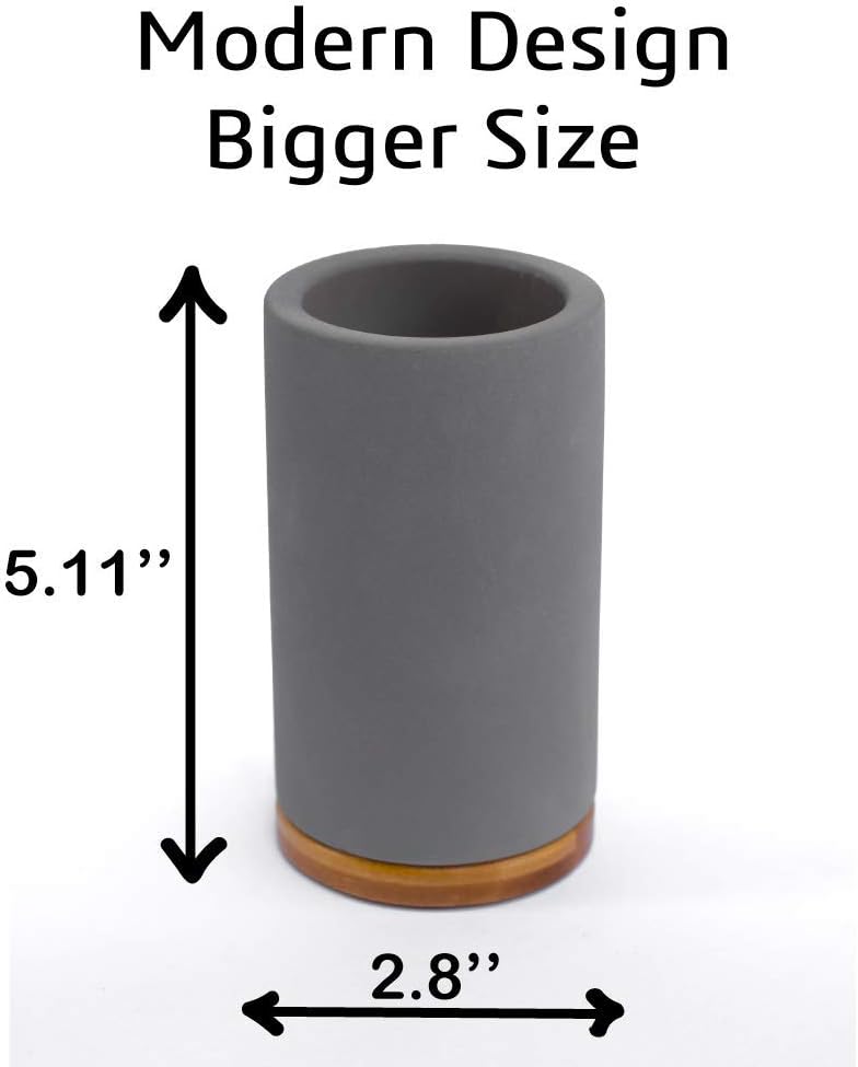 Matani Bamboo Toothbrush Holder Diatomite Tooth Brush Organizer - Storage Stand for Small Bathroom & Counter - Removable Base & Drain Holes, Water-Absorbent & Quick-Drying (Brown)