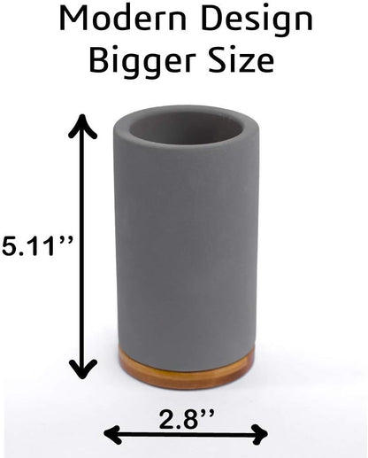 Matani Bamboo Toothbrush Holder Diatomite Tooth Brush Organizer - Storage Stand for Small Bathroom & Counter - Removable Base & Drain Holes, Water-Absorbent & Quick-Drying (Brown)