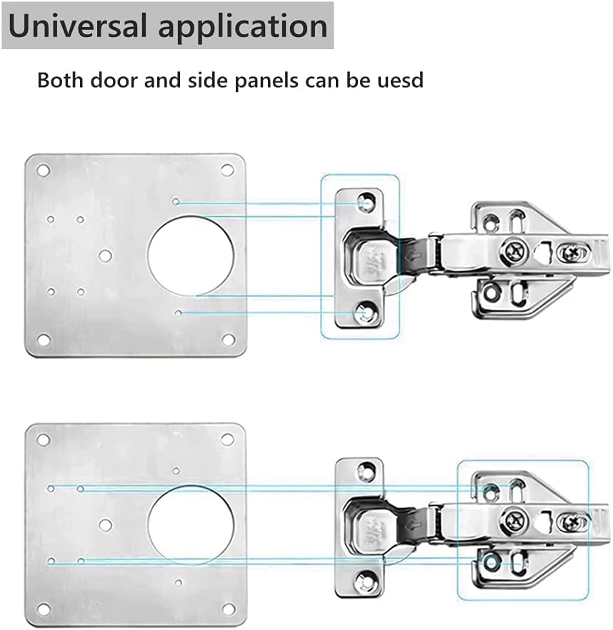4 Piece Hinge Repair Kit - Cabinet Hinge Repair Plate Stainless Steel Door Hinge Repair Kit for Kitchen Cabinet Hinge Repair Brackets with Mounting Screws and Screwdrivers (4) (4, 3.5"x3.5")
