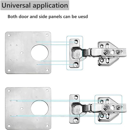 4 Piece Hinge Repair Kit - Cabinet Hinge Repair Plate Stainless Steel Door Hinge Repair Kit for Kitchen Cabinet Hinge Repair Brackets with Mounting Screws and Screwdrivers (4) (4, 3.5"x3.5")