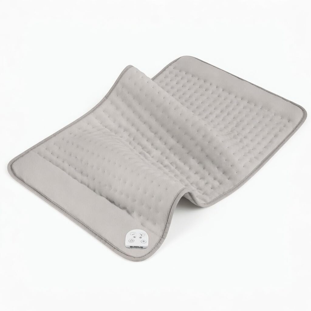 Heating Pad for Period Cramps, Heating Pad for Back/Neck/Shoulder Muscle Pain, 6 Heating&4 Timer Setting, Auto Shut Off, Dry/Moist Heat & Machine Washable, Gray Birthday Christmas Gifts for Women Mom