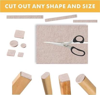 Felt Furniture Pads Self-Adhesive for Hardwood Floors, 8pcs 8" x 6" x 1/5" Cuttable Furniture Pads Square Furniture Movers, Floor Protector Cut into Any Shape, Beige