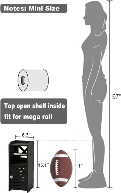 AOJEZOR Toilet Paper Holder Stand: Small Space Bathroom Storage for Renters
