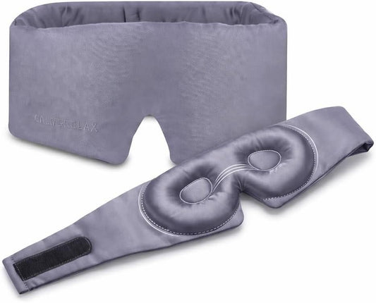 Calm&Relax Bamboo Sleep Mask - Cooling 3D Eye Mask, Lash Friendly,White | Total Blackout 3D Contoured Eye Mask for Travel, Home, Yoga - Adjustable Soft Viscose Night Blindfold for Side Sleepers
