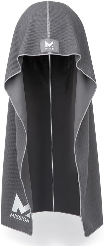 MISSION Cooling Hoodie Towel, Evaporative Cool Technology, Cools Instantly When Wet, UPF 50 Sun Protection, Contours Your Head to Stay in Place, Great for Sports, Fitness, Gym